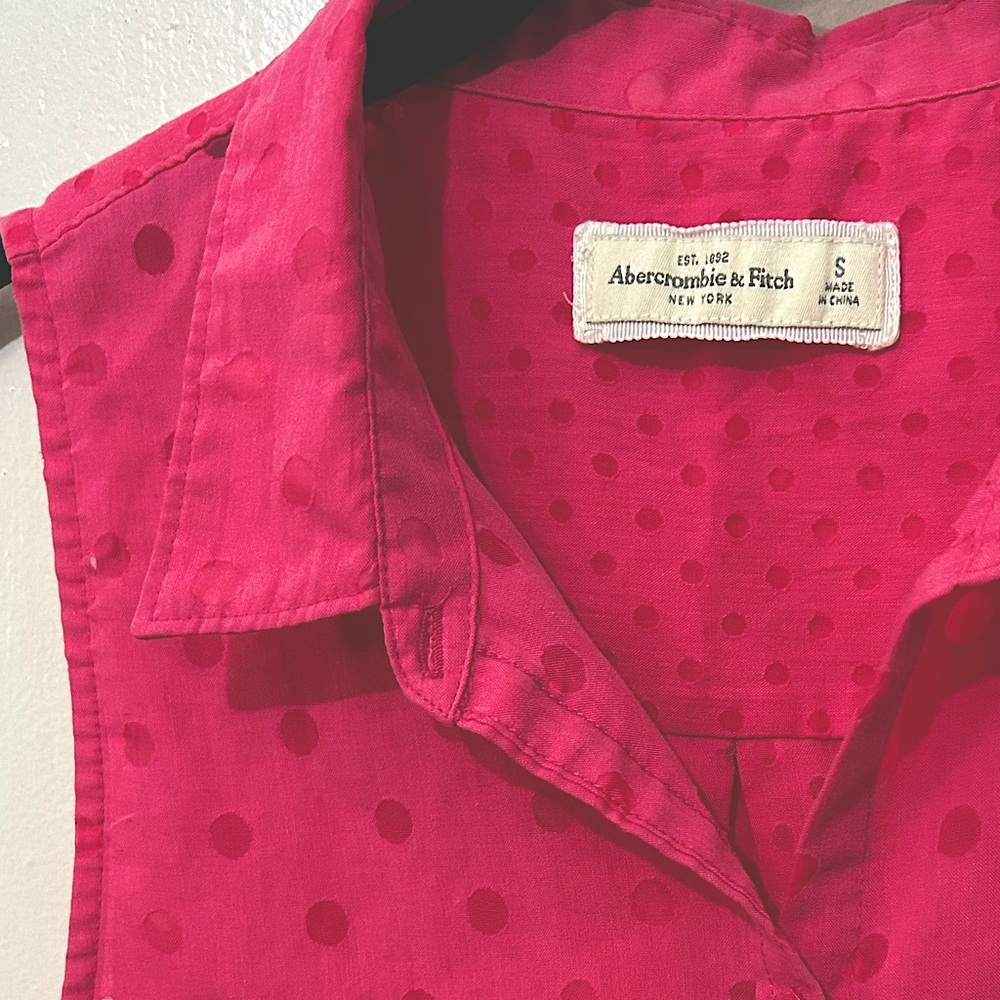 Y2K Abercrombie & Fitch Pink Sleeveless Button Down Shirt size S - Picture 4 of 6